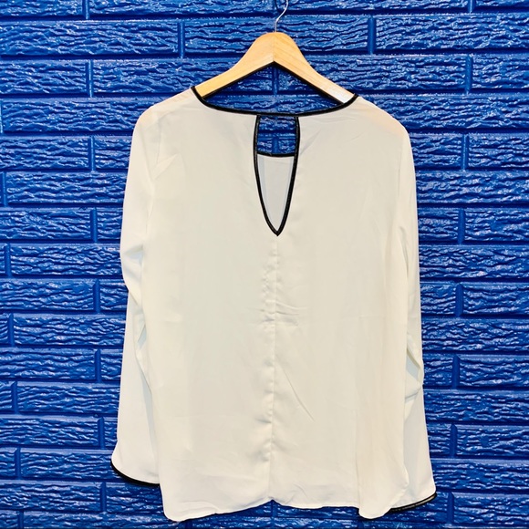 LULU’S White Sheer Faux Leather Trim Blouse - Picture 2 of 6